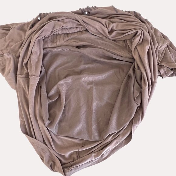 Lane Bryant Womens Plus Size 22/24 Brown Sequin Embellished Short Sleeve Top EUC - Picture 8 of 12